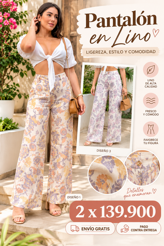 Pantalón Estampado Lino 🌼