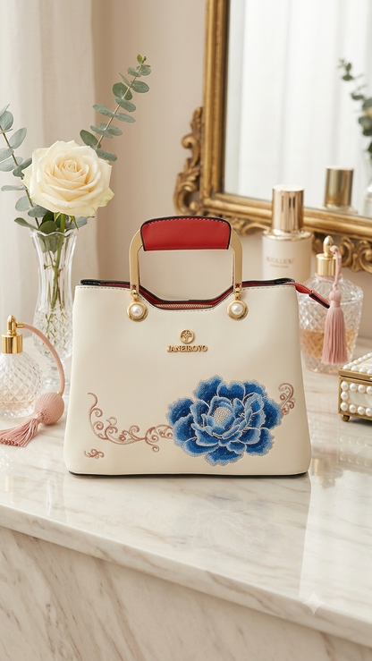 Ref 2676- ✨ Bolso Elegante en Cuero y Textil – Edición Chic