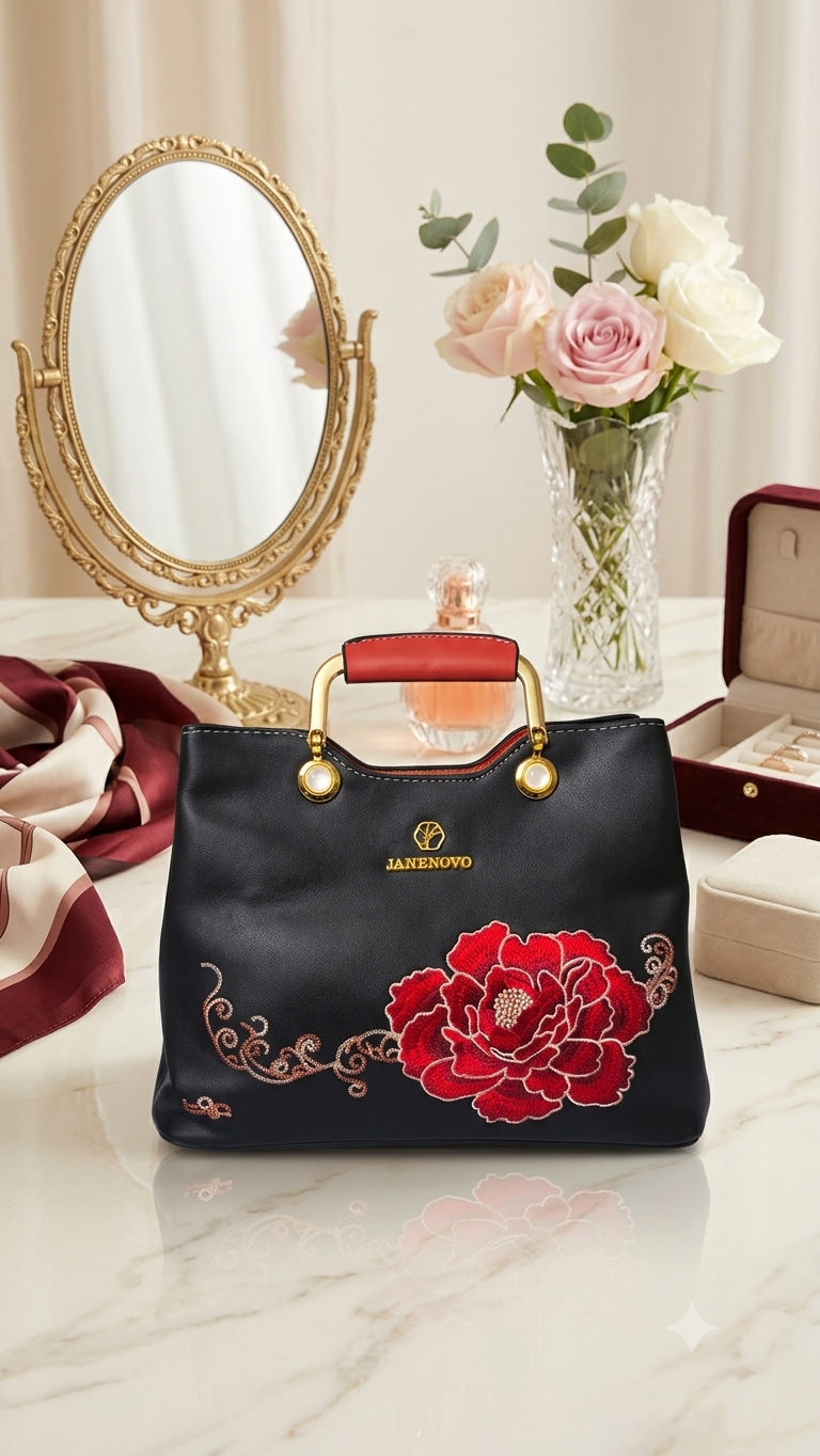 Ref 2676- ✨ Bolso Elegante en Cuero y Textil – Edición Chic