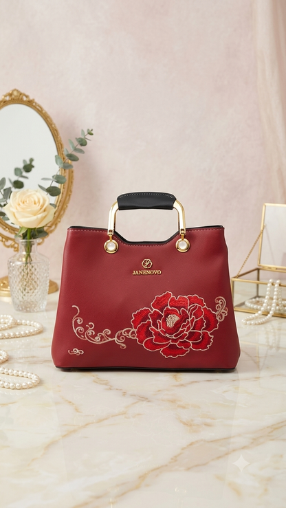 Ref 2676- ✨ Bolso Elegante en Cuero y Textil – Edición Chic