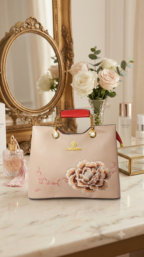Ref 2676- ✨ Bolso Elegante en Cuero y Textil – Edición Chic